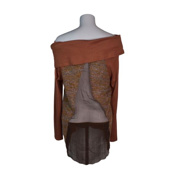 Altar'd State Off the Shoulder Sweater Rust Orange Tunic Sheer Cut Out Small - Picture 2 of 3